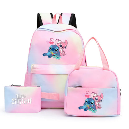 Lilo Stitch Colorful Backpack with Lunch Bag and Casual 3pcs