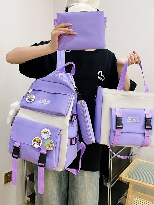 Large Teen School Bag Four-piece Bag