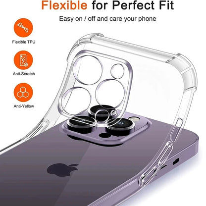 Clear Phone Case for iPhone 13 11 12 14 15 Pro Max Shockproof Silicone